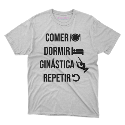 T-shirt Ginástica Comer; Dormir, Ginástica; Repetir- 5/6 anos